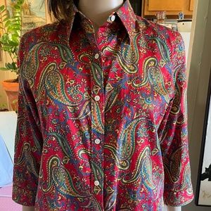 Paisley Print 3/4 sleeve Button Down
